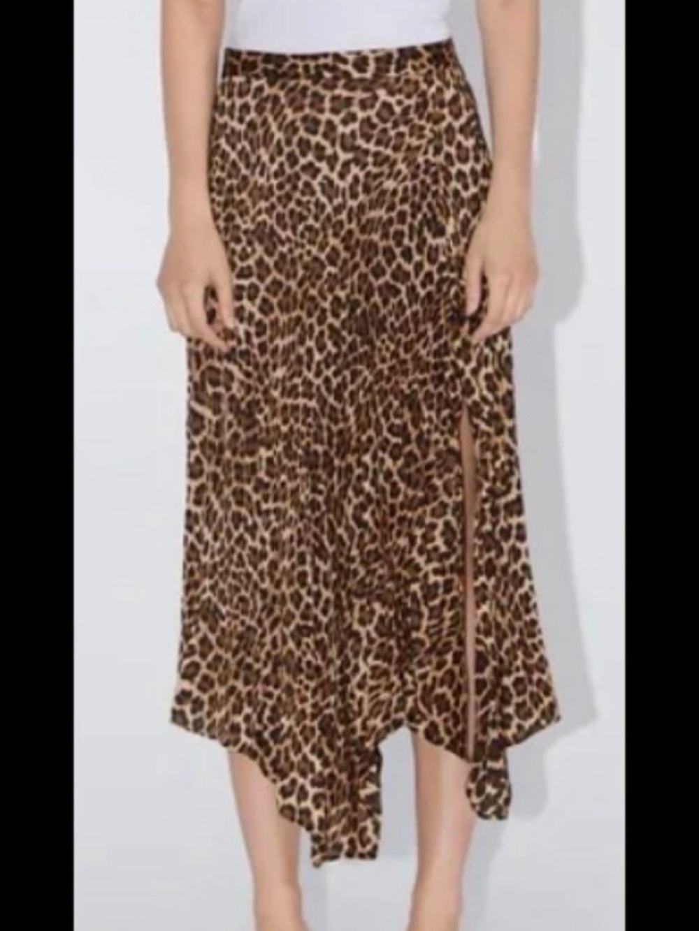 Zara Leopard Asymmetrical Handkerchief Hem Skirt XS Animal Print - Picture 7 of 7
